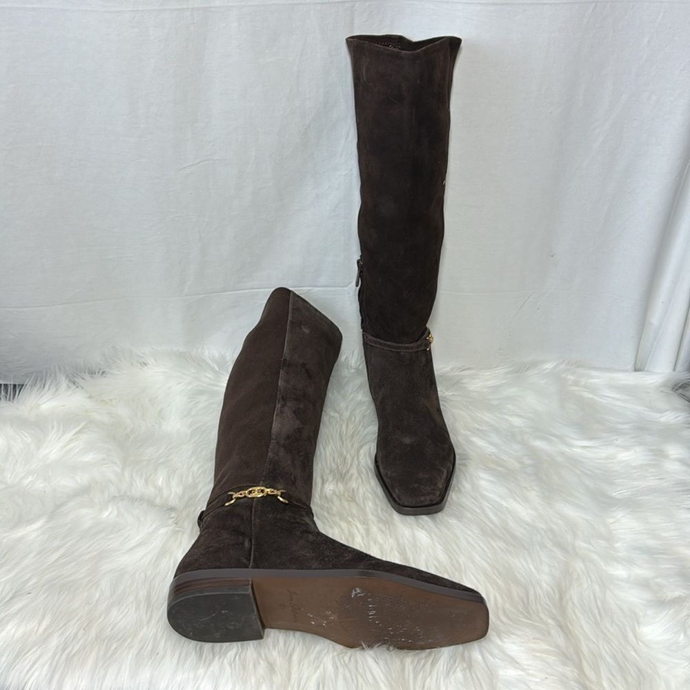 Sam Edelman Cliver Embellished Brown Suede Riding‎ Boots Sz 8.5